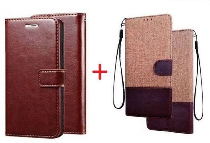 RharanxyN Flip Cover for OPPO Reno7 Pro 5G  (Brown, Brown, Dual Protection, Pack of: 2)