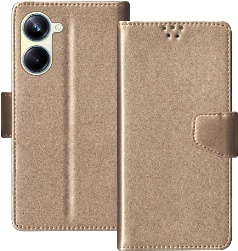 SBMS Flip Cover for Realme 10 Pro 5G  (Gold, Shock Proof, Pack of: 1)