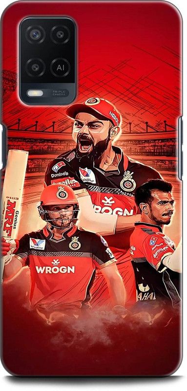 INDICRAFT Back Cover for OPPO A54, CPH2239 VIRAT KOHLI, YUZVENDRA CHAHAL, ROYAL CHALLENGERS BANGLORE, SPORTS  (Multicolor, Dual Protection, Pack of: 1)