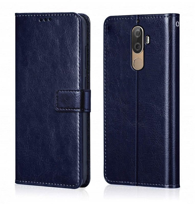 COVERNEW Flip Cover for Lenovo K8 Plus  (Blue, Magnetic Case, Pack of: 1)