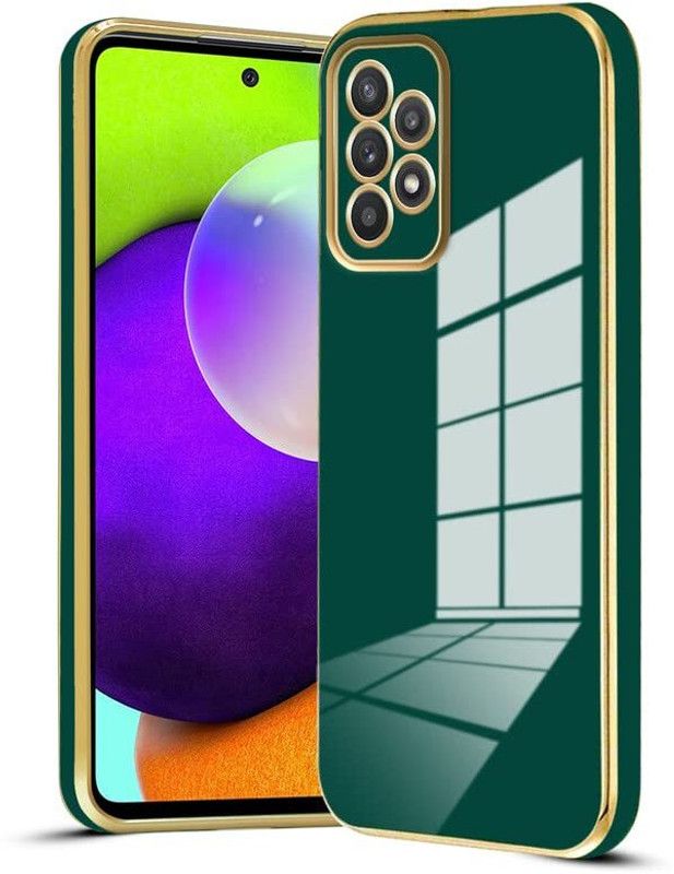 Mobilive Back Cover for Samsung A52 Electroplating Chrome Case With Golden Edge  (Green, Shock Proof, Pack of: 1)
