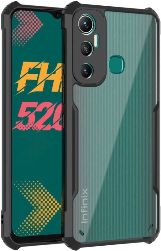 VAPRIF Back Cover for Infinix Hot 11, Transparent Hybrid Hard PC, TPU Bumper  (Black, Shock Proof, Pack of: 1)