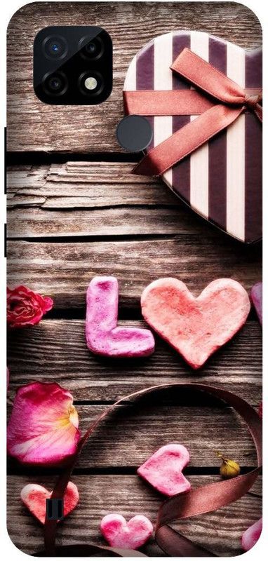Yoprint Back Cover for REALME C21 Love Heart Dil Printed back Cover  (Multicolor, Hard Case, Pack of: 1)