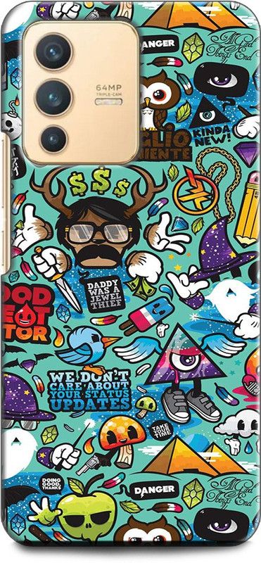 Wall Art Back Cover for Vivo V23 PRO (5G) SKULL, SCARY, CARTOON, MONSTER  (Multicolor, Dual Protection, Pack of: 1)