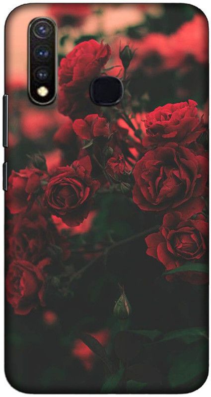 CROKIAN Back Cover for Vivo Y19 Flower red Back Cover  (Multicolor, Hard Case, Pack of: 1)