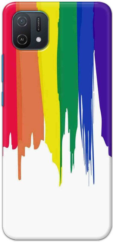 NDCOM Back Cover for Oppo A16e Rainbow Colors On White Printed  (Multicolor, Hard Case, Pack of: 1)