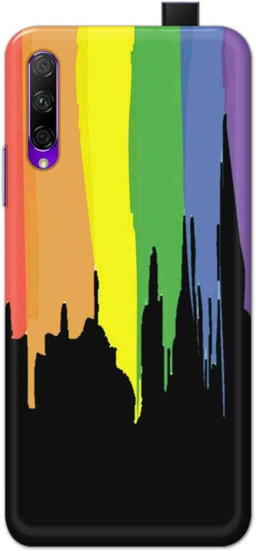 NDCOM Back Cover for Honor 9X Pro Rainbow Colors On Black Printed  (Multicolor, Hard Case, Pack of: 1)