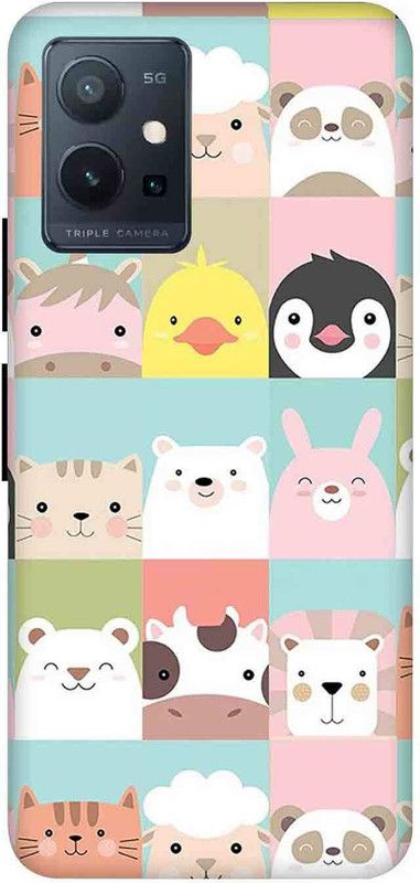 NDCOM Back Cover for VIVO Y75 5G Animals Seamless Pattern Printed  (Multicolor, Hard Case, Pack of: 1)