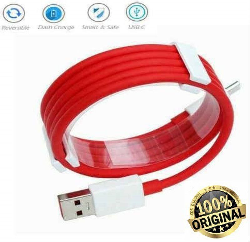 Jics USB Type C Cable 1 m Dash OnePlus 5 128GB Dash Type C Cable Charging & Data Sync Cable-Red-100CM  (Compatible with MOBILE, TABLET, Red, White, One Cable)