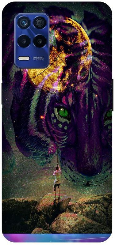 Bluvver Back Cover for Realme 8s 5G , RMX3381, Printed Lion Face Moon Back Cover  (Multicolor, Hard Case, Pack of: 1)