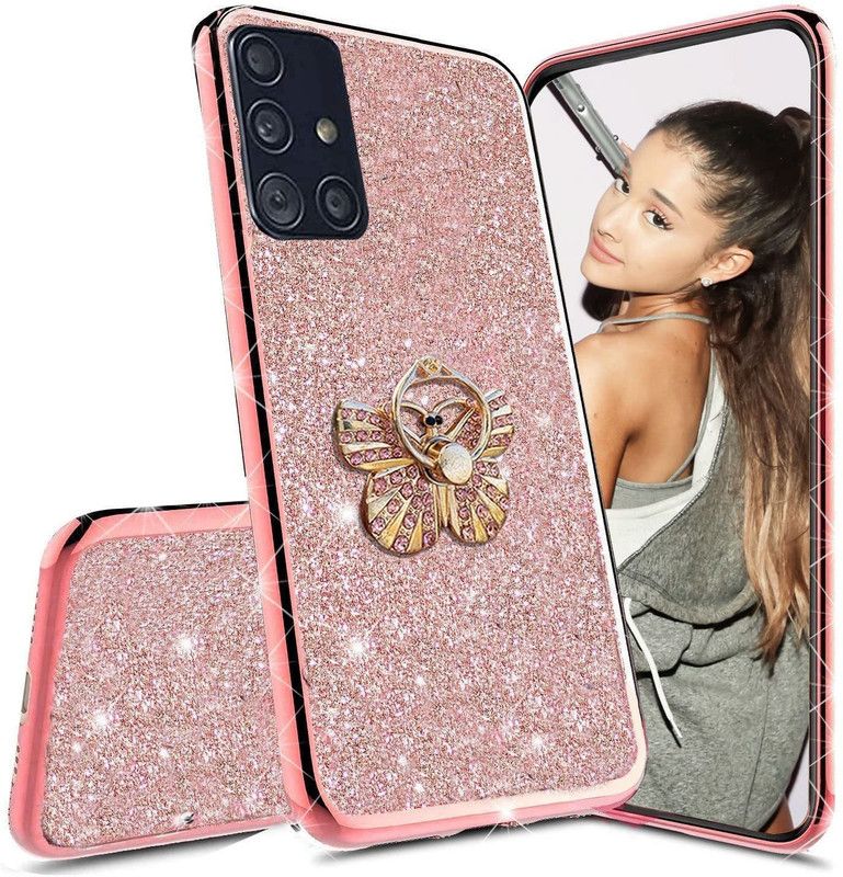 KC Back Cover for Samsung Galaxy A51  (Pink, Cases with Holder, Silicon, Pack of: 1)