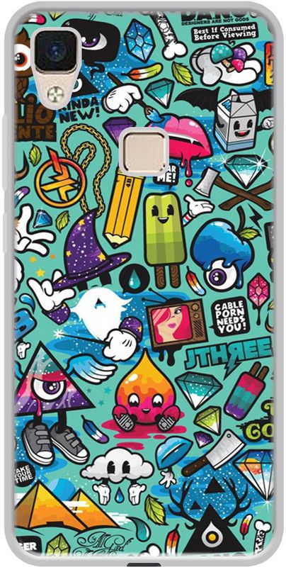 Casotec Back Cover for Vivo V3 Soft Silicon Printed Cover  (Multicolor, Flexible, Silicon)