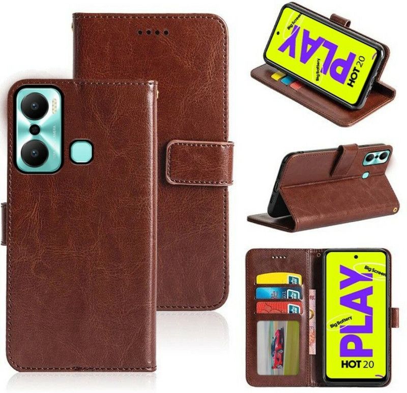 Juberous Flip Cover for Infinix Hot 20 Play  (Brown, Flexible)
