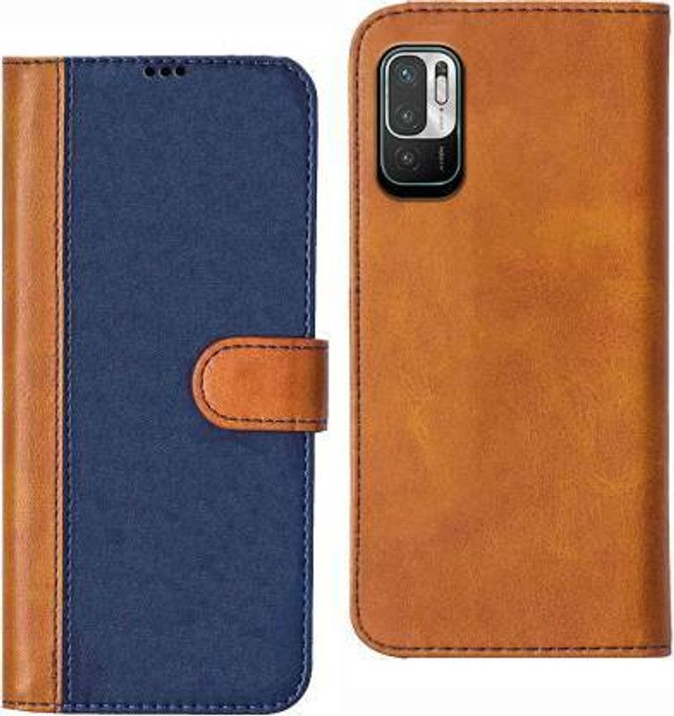 Mycos Flip Cover for REDMI Note 10T 5G  (Blue, Brown, Dual Protection)