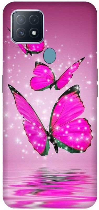 URCHIN Back Cover for Oppo A15 Butterfly, glitters, cute,awesome, wallpapers, love, sweet, pink  (Multicolor, Shock Proof, Pack of: 1)