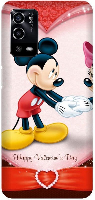 UMPRINT Back Cover for Oppo A55/CPH2325, Mickey Mouse, Pink Heart Printed Back Cover  (Multicolor, Hard Case, Pack of: 1)