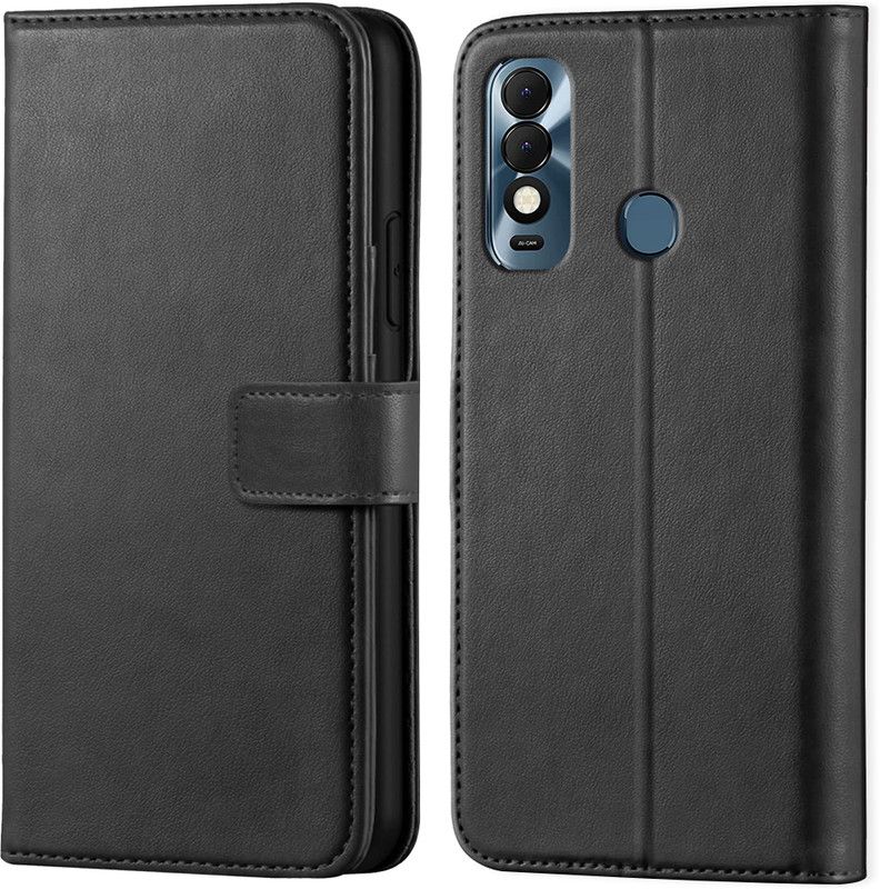 Pidgeot Wallet Case Cover for Tecno Spark 8 | Inside TPU with Card Pockets | Wallet Stand | Magnetic Closure |  (Black, Grip Case, Pack of: 1)