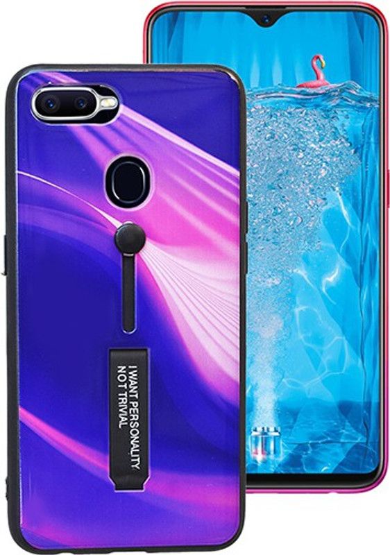 MARSHLAND Back Cover for OPPO F9 Pro, Smooth Touch Thumb Grip with Kickstand TPU PC Dual Layer Protection, Multicolor  (Multicolor, Grip Case, Silicon, Pack of: 1)
