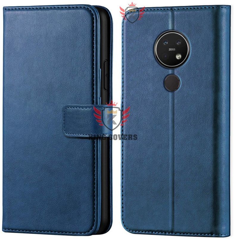 KING COVERS Wallet Case Cover for Nokia- 7.2 | Inside TPU with Card Pockets | Wallet Stand | Magnetic Closure  (Blue, Hard Case, Pack of: 1)