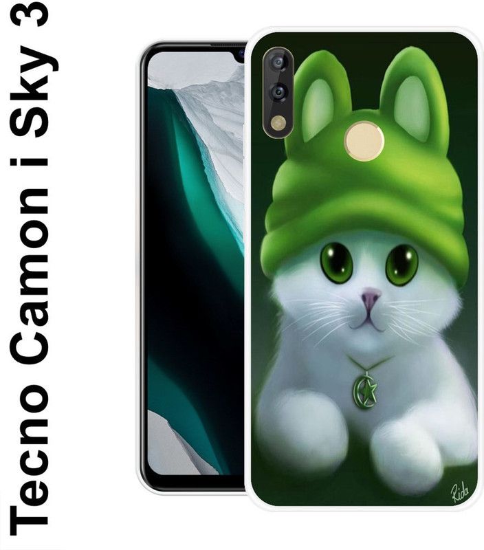 KLC Back Cover for Tecno Camon I Sky 3  (Green, White, Silicon)