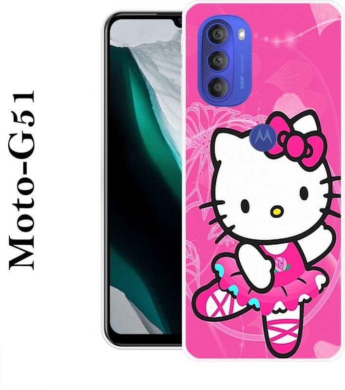 BAGRA Back Cover for Motorola Moto G51  (Pink, White, Grip Case, Silicon)