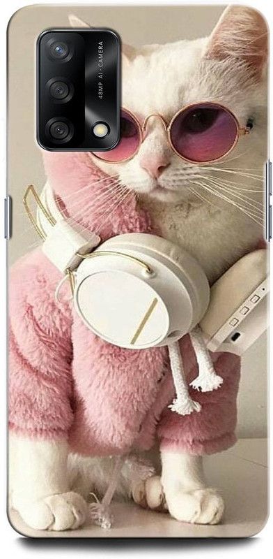 ORBIQE Back Cover for OPPO F19 CPH2219 CAT, CUTE CAT, HEADPHONE, FUNNY CAT, GOGGLES  (Multicolor, Hard Case, Pack of: 1)