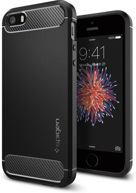 Spigen Rugged Armor Back Cover for Apple iPhone SE, APPLE iPhone 5, Apple iPhone 5s  (Black, Rugged Armor, Pack of: 1)