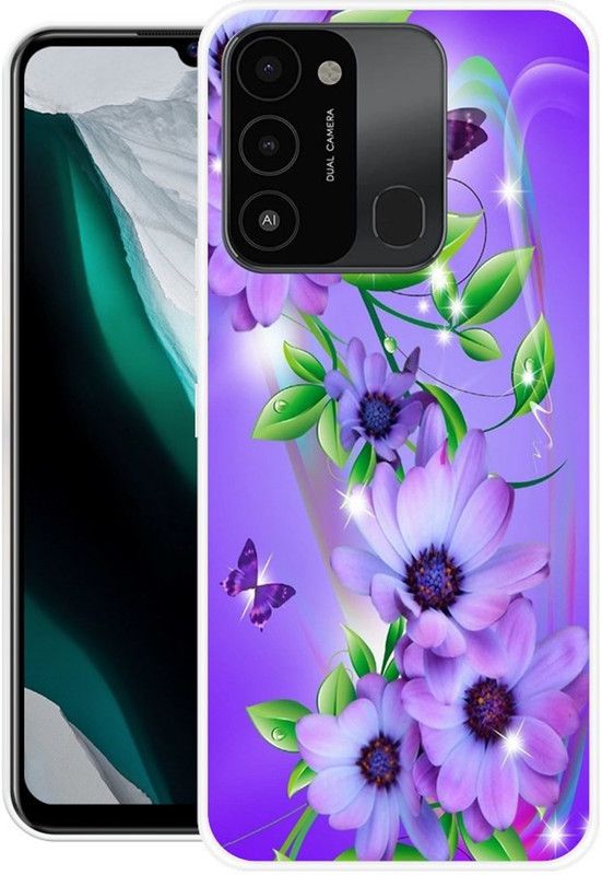 RJ14 (Online) Back Cover for Tecno Spark 8C  (Purple, Grip Case, Silicon)