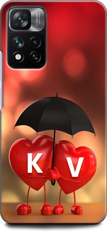 KEYCENT Back Cover for Xiaomi 11i 5G K V, K LOVES V, NAME, ALPHABET, KV LOVE, HART, BLUE  (Multicolor, Shock Proof, Pack of: 1)