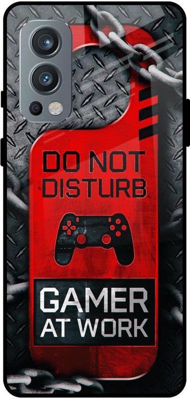 QRIOH Glass Back Cover for OnePlus Nord 2  (Grey, Red, Grip Case, Silicon, Pack of: 1)