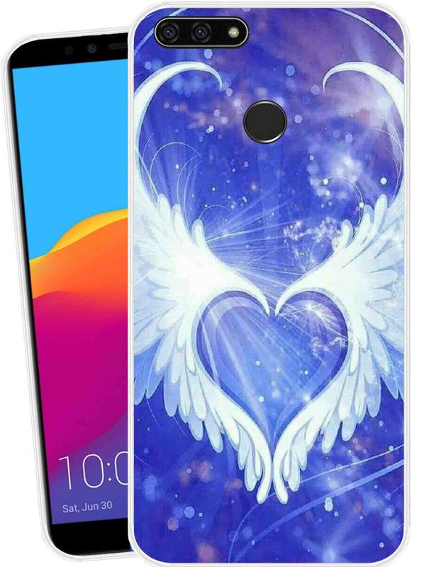 Mkprint Back Cover for Honor 7A  (Blue, White, Silicon)
