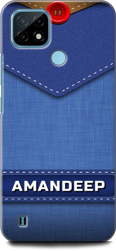 WallCraft Back Cover for Realme C21, RMX3201 AMANDEEP NAME, A, LETTER, BLUE, JEANS, ALPHABET, DESIGN  (Multicolor, Dual Protection, Pack of: 1)