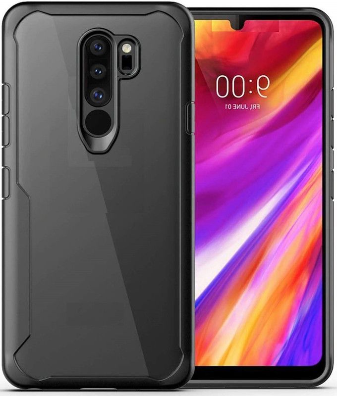 Phone Back Cover Bumper Case for POCO M2, Redmi 9 Prime  (Transparent, Black, Grip Case, Pack of: 1)