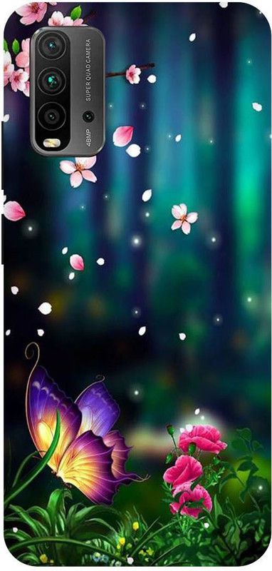 Zaplab Back Cover for Xiaomi Redmi 9 Power,M2010j19si, Flowers Butterfly Printed Back Cover  (Multicolor, Hard Case, Pack of: 1)