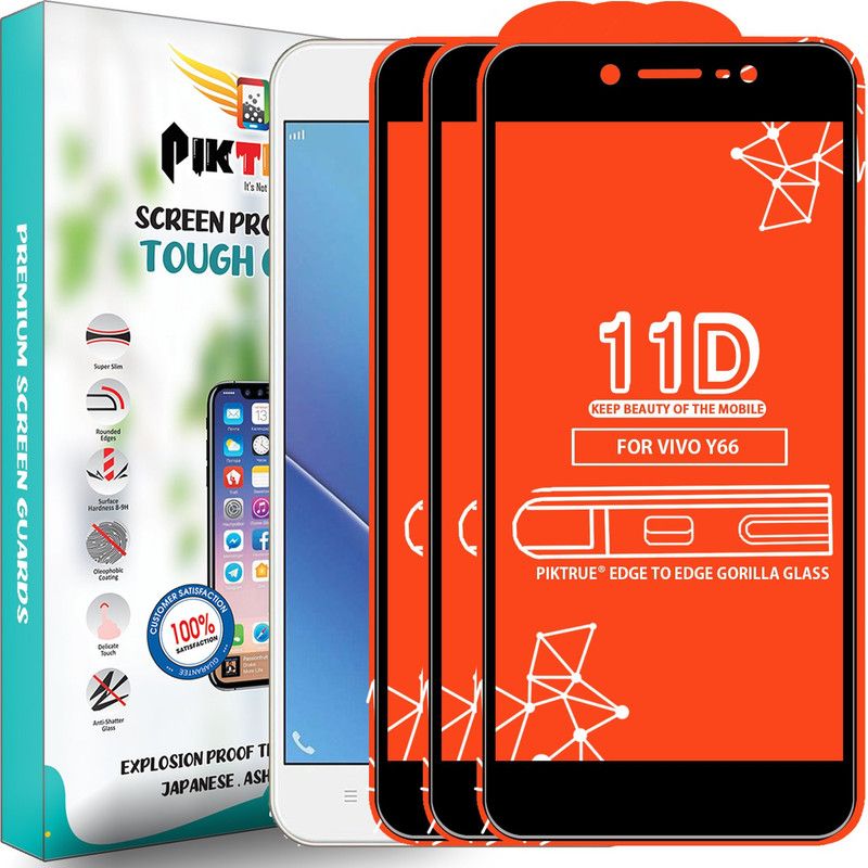 PikTrue Edge To Edge Tempered Glass for VIVO Y66  (Pack of 3)