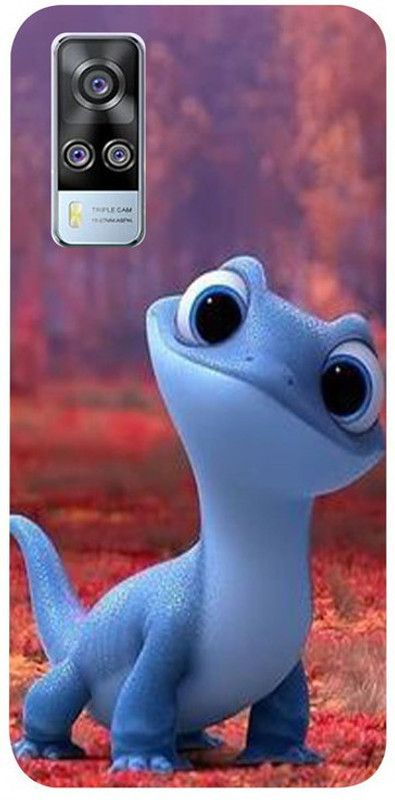 Golden Mask Back Cover for Vivo Y51A Cute Baby Lizard Blue Cartoon  (Multicolor, Waterproof, Silicon, Pack of: 1)