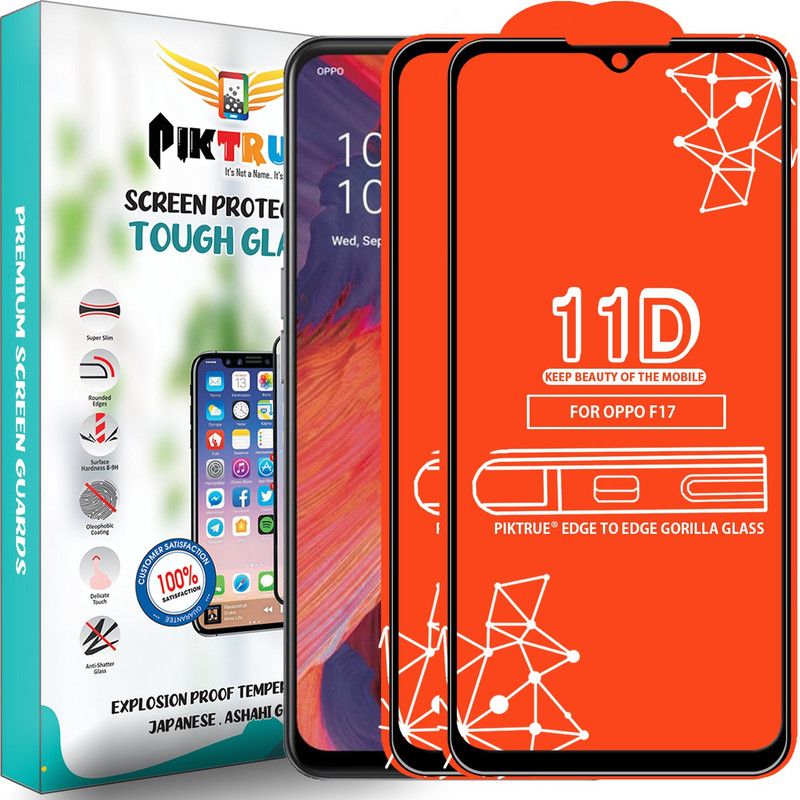 PikTrue Edge To Edge Tempered Glass for Oppo F17  (Pack of 2)