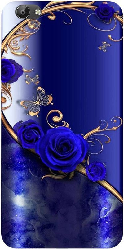 Golden Mask Back Cover for Vivo Y66 Blus Background Blue Rose  (Multicolor, Waterproof, Silicon, Pack of: 1)