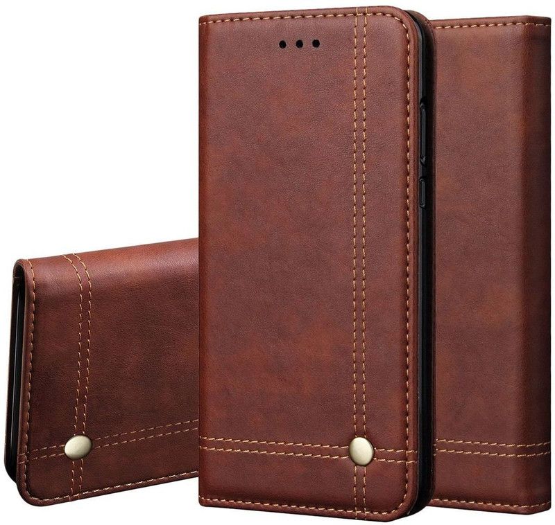 Pirum Book Cover for Mi A3  (Brown, Magnetic Case, Pack of: 1)