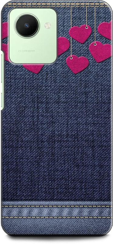 WallCraft Back Cover for Realme C30s, RMX3690 JEANS, BLUE, ABSTRACT, TEXTURE, FABRIC, HEARTS  (Multicolor, Dual Protection, Pack of: 1)