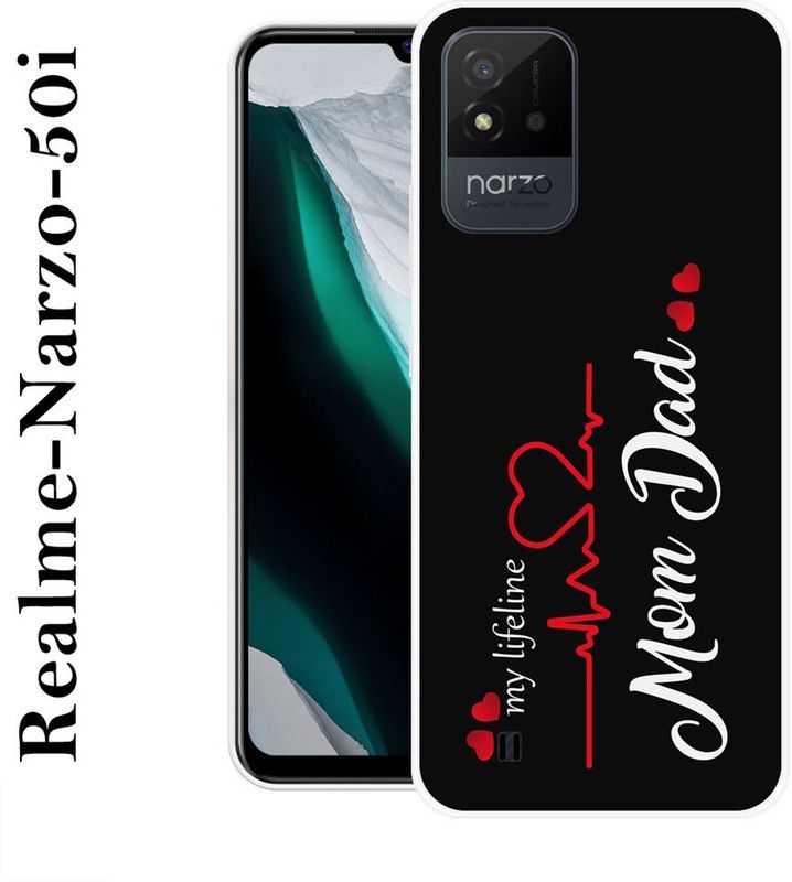 SIMAWAT Back Cover for Realme Narzo 50i  (Black, White, Silicon)