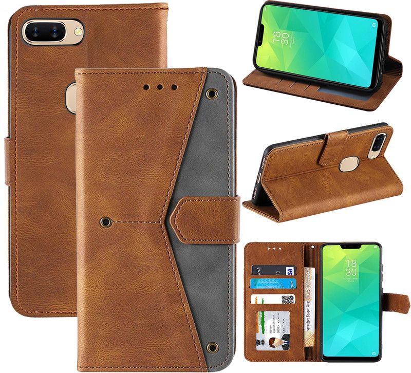 Autofocus Flip Cover for Realme 2  (Brown, Camera Bump Protector, Pack of: 1)