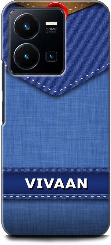 WallCraft Back Cover for Vivo Y35, V2205 VIVAAN NAME, V LETTER, BLUE, JEANS, ALPHABET, DESIGN  (Multicolor, Dual Protection, Pack of: 1)