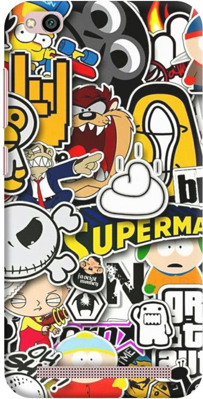 NDCOM Back Cover for REDMI 5A Cartoon Sticker Printed  (Multicolor, Hard Case, Pack of: 1)