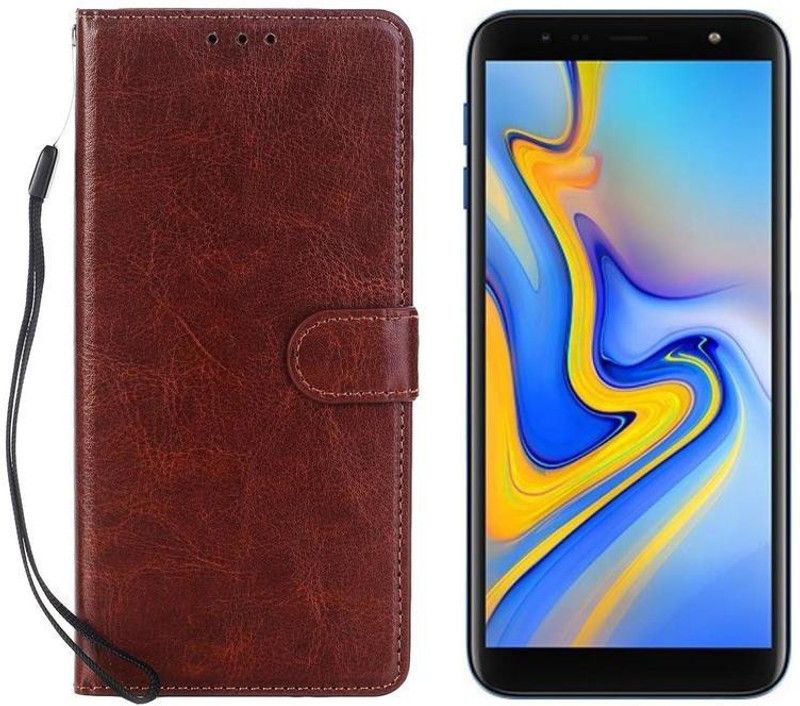 Dgeot Flip Cover for Samsung Galaxy J6 Plus (Blue, 64 GB) (4 GB RAM)  (Brown, Dual Protection, Pack of: 1)