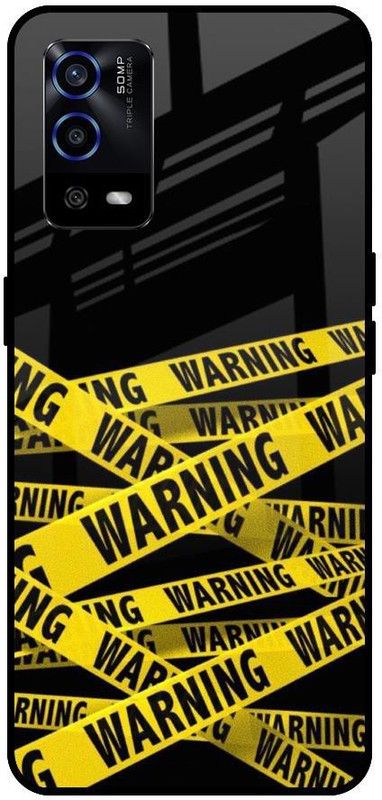 QRIOH Glass Back Cover for Oppo A55  (Black, Yellow, Silicon, Pack of: 1)