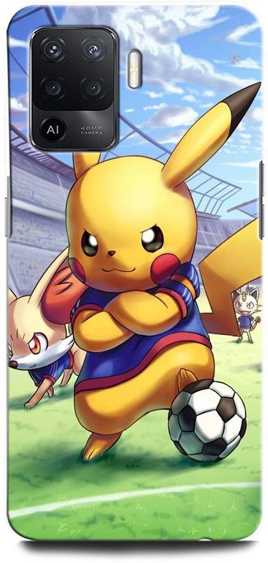 ORBIQE Back Cover for OPPO F19 Pro CPH2285 PIKACHU, POKEMON, GAME, CARTOON, PIKACHU FOOTBALL  (Multicolor, Hard Case, Pack of: 1)