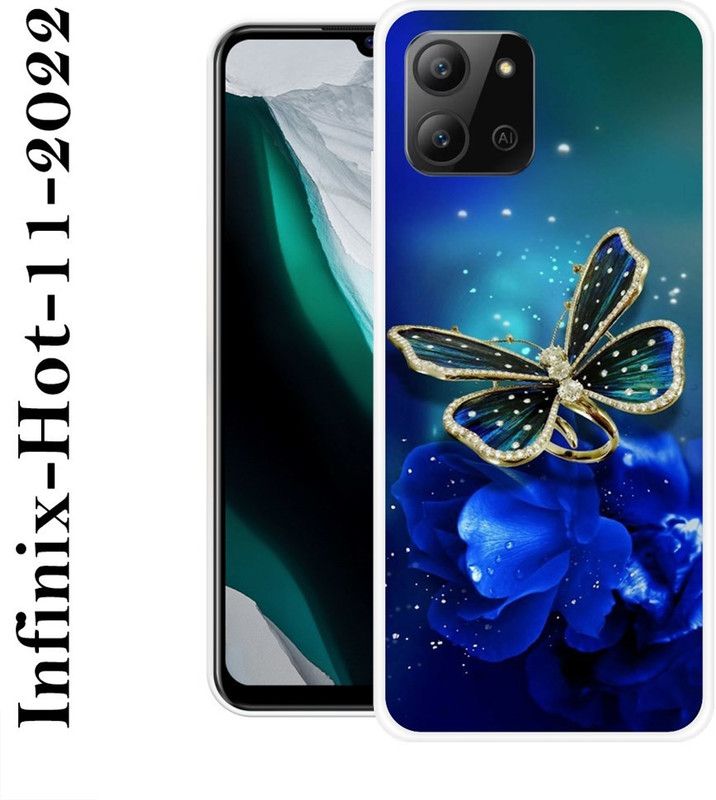 KUDI Back Cover for Infinix Hot 11 2022  (Blue, Gold, Silicon)