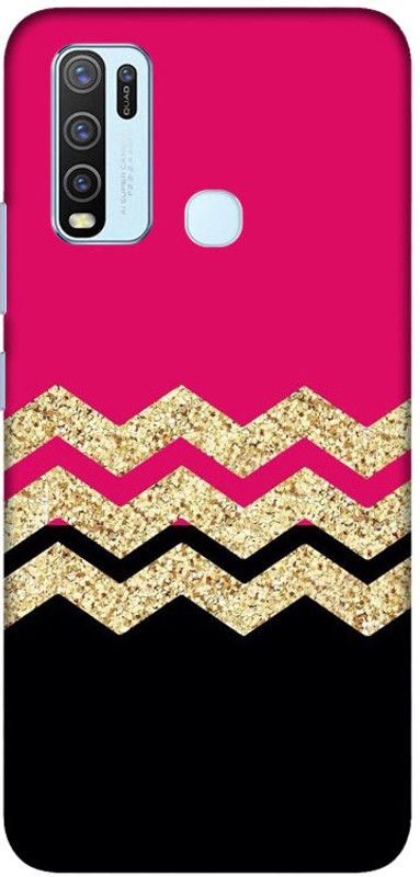 PNBEE Back Cover for vivo Y30, 1938 - Golden Lines Print  (Multicolor, Hard Case, Pack of: 1)