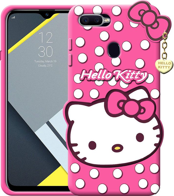 ELEF Back Cover for Realme U1 Hello Kitty Case 3D Cute Doll Soft Girl Back Cover with Lucky Pendant  (Pink, Flexible, Silicon, Pack of: 1)